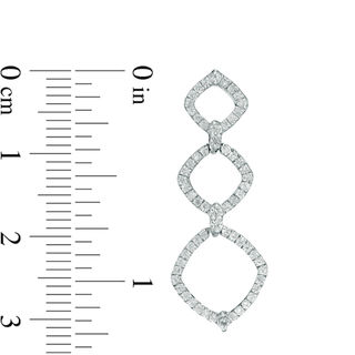 Lab-Created White Sapphire Geometric Triple Drop Earrings in Sterling Silver|Peoples Jewellers