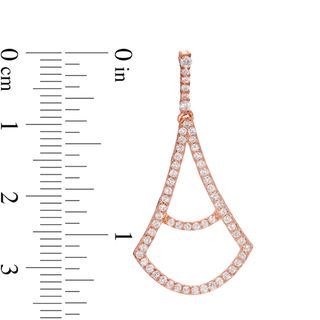 Lab-Created White Sapphire Pendulum Drop Earrings in Sterling Silver with 14K Rose Gold Plate|Peoples Jewellers