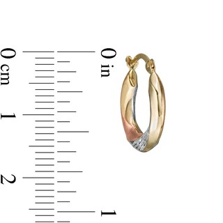 17.0mm Multi-Finish Knife Edge Twist Huggie Hoop Earrings in 14K Tri-Tone Gold|Peoples Jewellers