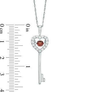 Unstoppable Love™ 4.0mm Garnet and Lab-Created White Sapphire Heart-Top Key Pendant in Sterling Silver|Peoples Jewellers
