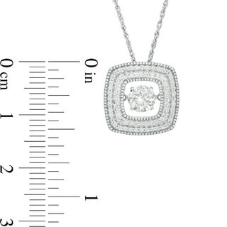 Unstoppable Love™ Lab-Created White Sapphire and 0.18 CT. T.W. Diamond Double Row Square Pendant in Sterling Silver|Peoples Jewellers