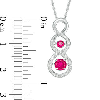 Unstoppable Love™ Lab-Created Ruby and 0.11 CT. T.W. Diamond Cascading Infinity Pendant in Sterling Silver|Peoples Jewellers