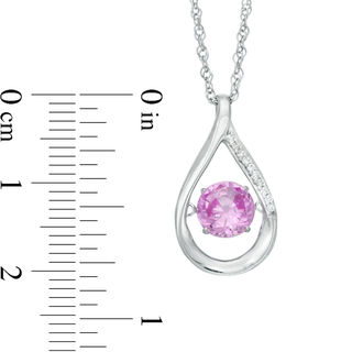 Unstoppable Love™ 6.5mm Lab-Created Pink Sapphire and Diamond Accent Teardrop Pendant in Sterling Silver|Peoples Jewellers