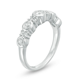 0.37 CT. T.W. Diamond Alternating Anniversary Band in 10K White Gold|Peoples Jewellers
