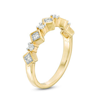 0.145 CT. T.W. Diamond Alternating Anniversary Band in 10K Gold|Peoples Jewellers