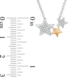 0.06 CT. T.W. Diamond Triple Star Necklace in Sterling Silver and 10K Gold - 16.5"|Peoples Jewellers