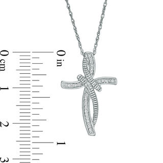 0.086 CT. T.W. Diamond Bypass Cross Pendant in Sterling Silver|Peoples Jewellers