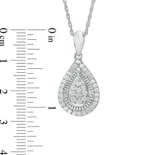 0.23 CT. T.W. Composite  Diamond Teardrop Frame Pendant in Sterling Silver|Peoples Jewellers