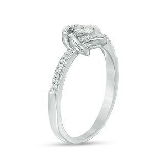 0.145 CT. T.W. Quad Diamond Love Knot Promise Ring in Sterling Silver|Peoples Jewellers