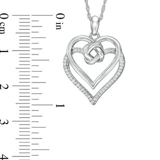 0.086 CT. T.W. Diamond Love Knot Double Heart Pendant in Sterling Silver|Peoples Jewellers