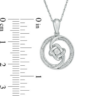 0.116 CT. T.W. Diamond Love Knot Swirl Circle Pendant in Sterling Silver|Peoples Jewellers