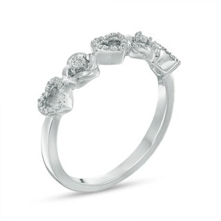 0.065 CT. T.W. Diamond Alternating Love Knot and Hearts Ring in Sterling Silver|Peoples Jewellers