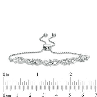 0.118 CT. T.W. Diamond Love Knot Infinity Bolo Bracelet in Sterling Silver - 9.5"|Peoples Jewellers