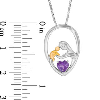 5.0mm Heart-Shaped Amethyst Open Framed Motherly Love Pendant in Sterling Silver and 14K Gold|Peoples Jewellers