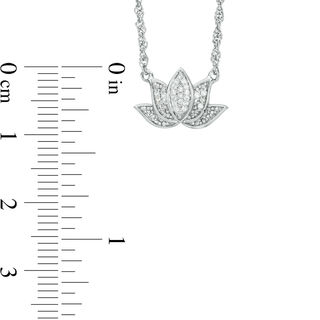 0.065 CT. T.W. Diamond Lotus Flower with "good karma" Message Necklace in Sterling Silver - 17.5"|Peoples Jewellers