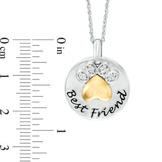 0.04 CT. T.W. Diamond Paw Print "Best Friend" Pendant in Sterling Silver and 10K Gold|Peoples Jewellers
