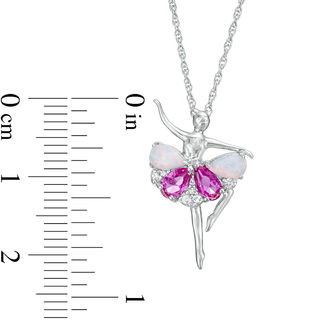 Pear-Shaped Lab-Created Opal, Pink and White Sapphire Ballerina Pendant in Sterling Silver|Peoples Jewellers