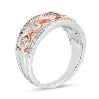 0.18 CT. T.W. Diamond Infinity Twist Band in Sterling Silver and 10K Rose Gold|Peoples Jewellers