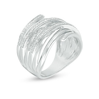 0.15 CT. T.W. Diamond Layered Crossover Wrap Ring in Sterling Silver|Peoples Jewellers