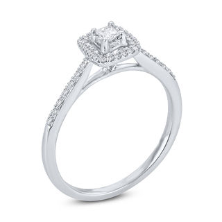 0.145 CT. T.W. Princess-Cut Diamond Frame Promise Ring in 10K White Gold|Peoples Jewellers