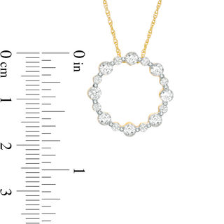 Lab-Created White Sapphire Open Circle Pendant in 10K Gold|Peoples Jewellers