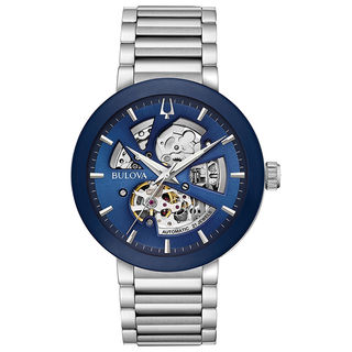 Men's Bulova Modern Automatic Watch with Blue Skeleton Dial (Model: 96A204)|Peoples Jewellers