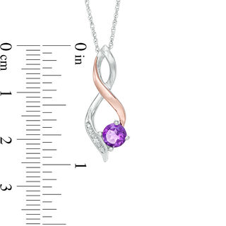 5.0mm Amethyst and Diamond Accent Beaded Infinity Flame Pendant in Sterling Silver and 10K Rose Gold|Peoples Jewellers