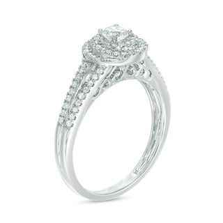 0.50 CT. T.W. Certified Canadian Diamond Swirling Frame Engagement Ring in 14K White Gold (I/I2)|Peoples Jewellers
