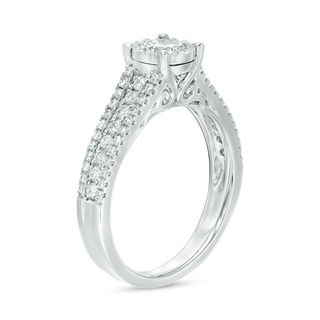 1.00 CT. T.W. Diamond Multi-Row Engagement Ring in 14K White Gold|Peoples Jewellers