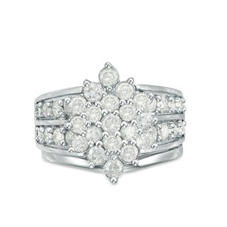 CT. T.W. Composite Diamond Marquise Sunburst Bridal Set in 10K White Gold|Peoples Jewellers