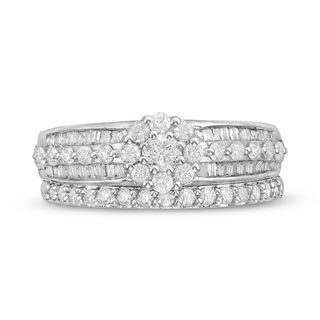 0.80 CT. T.W. Diamond Frame Multi-Row Bridal Set in 10K White Gold|Peoples Jewellers