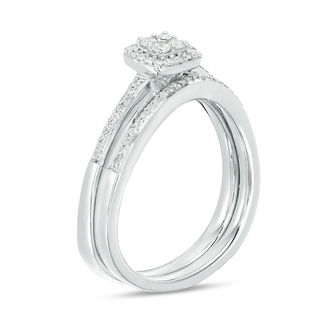0.29 CT. T.W. Quad Diamond Frame Bridal Set in 10K White Gold|Peoples Jewellers