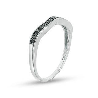 0.115 CT. T.W. Black Diamond Contour Wedding Band in 10K White Gold|Peoples Jewellers