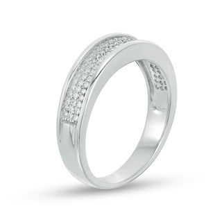 0.23 CT. T.W. Diamond Three Row Band in 10K White Gold|Peoples Jewellers