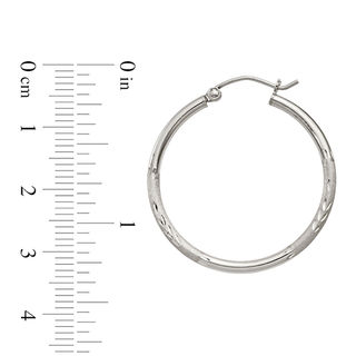 2.0 x 30.0mm Diamond-Cut and Satin Hoop Earrings in Sterling Silver|Peoples Jewellers