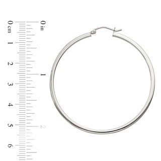 2.0 x 50.0mm Polished Square-Edged Hoop Earrings in Sterling Silver|Peoples Jewellers