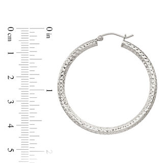 3.0 x 40.0mm Diamond-Cut Hoop Earrings in Sterling Silver|Peoples Jewellers
