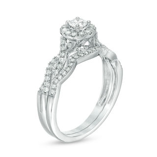0.45 CT. T.W. Diamond Frame Twist Bridal Set in 10K White Gold|Peoples Jewellers