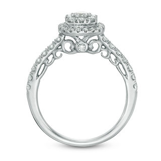 0.75 CT. T.W. Composite Diamond Cushion Frame Engagement Ring in 14K White Gold|Peoples Jewellers