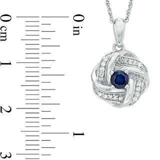 4.0mm Lab-Created Blue and White Sapphire Orbit Frame Pendant in Sterling Silver|Peoples Jewellers