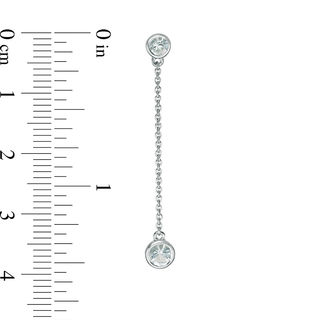 Bezel-Set Aquamarine Linear Drop Earrings in Sterling Silver|Peoples Jewellers