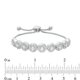 3.8mm Lab-Created White Sapphire Frame Bolo Bracelet in Sterling Silver - 9.5"|Peoples Jewellers