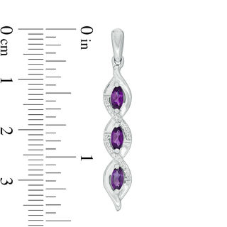 Marquise Amethyst and 0.086 CT. T.W. Diamond Cascading Frame Triple Drop Earrings in Sterling Silver|Peoples Jewellers