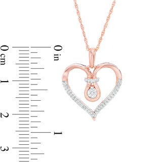 0.086 CT. T.W. Diamond Love Knot Heart Pendant in 10K Rose Gold|Peoples Jewellers