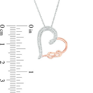 0.065 CT. T.W. Diamond Infinity Knot Tilted Heart Pendant in Sterling Silver and 10K Rose Gold|Peoples Jewellers