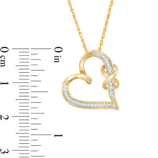 0.067 CT. T.W. Diamond Infinity Knot Tilted Heart Pendant in Sterling Silver with 14K Gold Plate|Peoples Jewellers