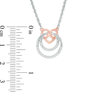 0.086 CT. T.W. Diamond Infinity Heart and Double Circle Necklace in Sterling Silver and 10K Rose Gold - 17.41"|Peoples Jewellers