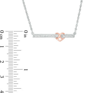 CT. T.W. Diamond Infinity Heart Bar Necklace in Sterling Silver and 10K Rose Gold