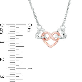 0.085 CT. T.W. Diamond Infinity Heart Interlocking Necklace in Sterling Silver and 10K Rose Gold - 17.38"|Peoples Jewellers