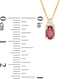 Certified Oval Ruby and 0.04 CT. T.W. Diamond Tri-Top Pendant in 10K Gold|Peoples Jewellers